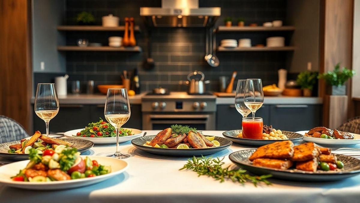 Preparações saudáveis para jantares gourmet em casa com chefs particulares